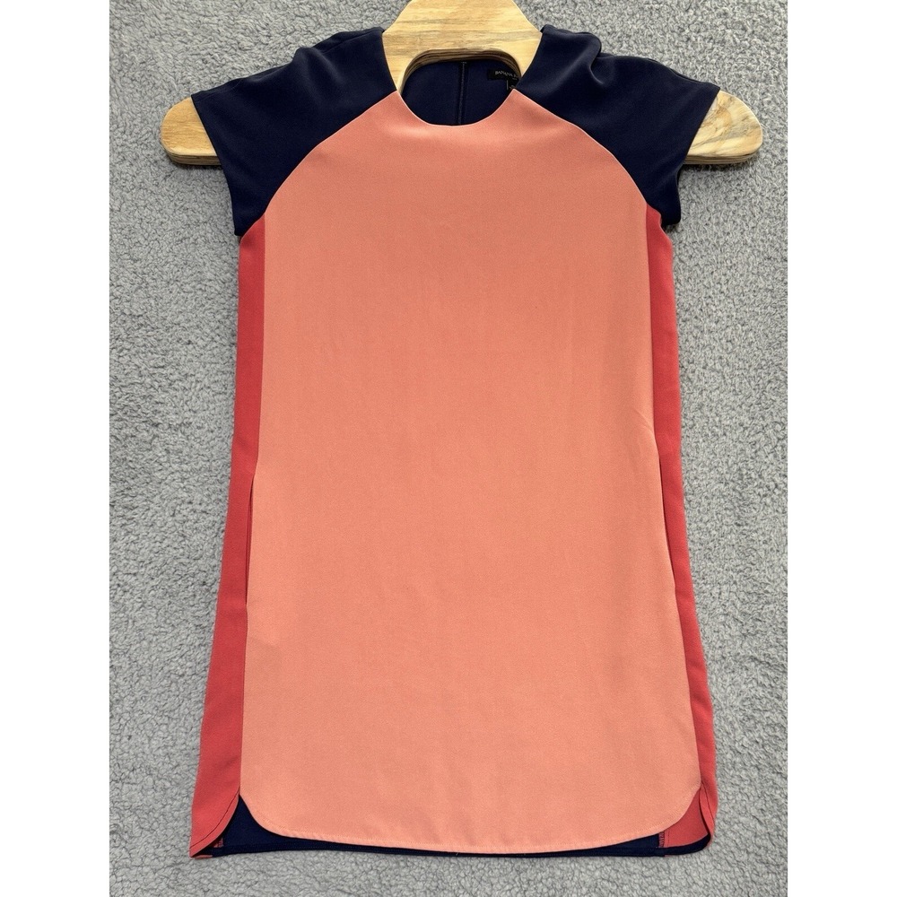 Banana Republic Color Block Shift Dress Size 0 Pink Blue Stretch